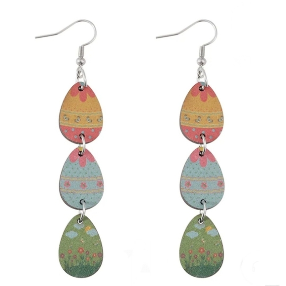 Fashion Jewelry Other - Easter Eggs Drop Earrings Wood